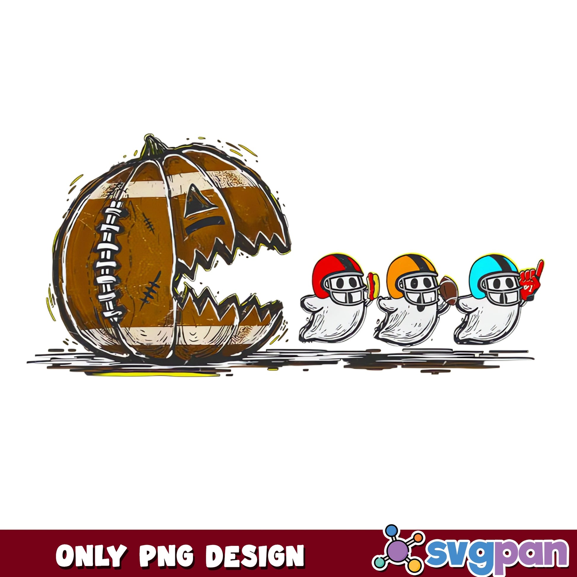 Halloween Football Pumpkin Ghost PNG, Spooky Football PNG, Halloween PNG