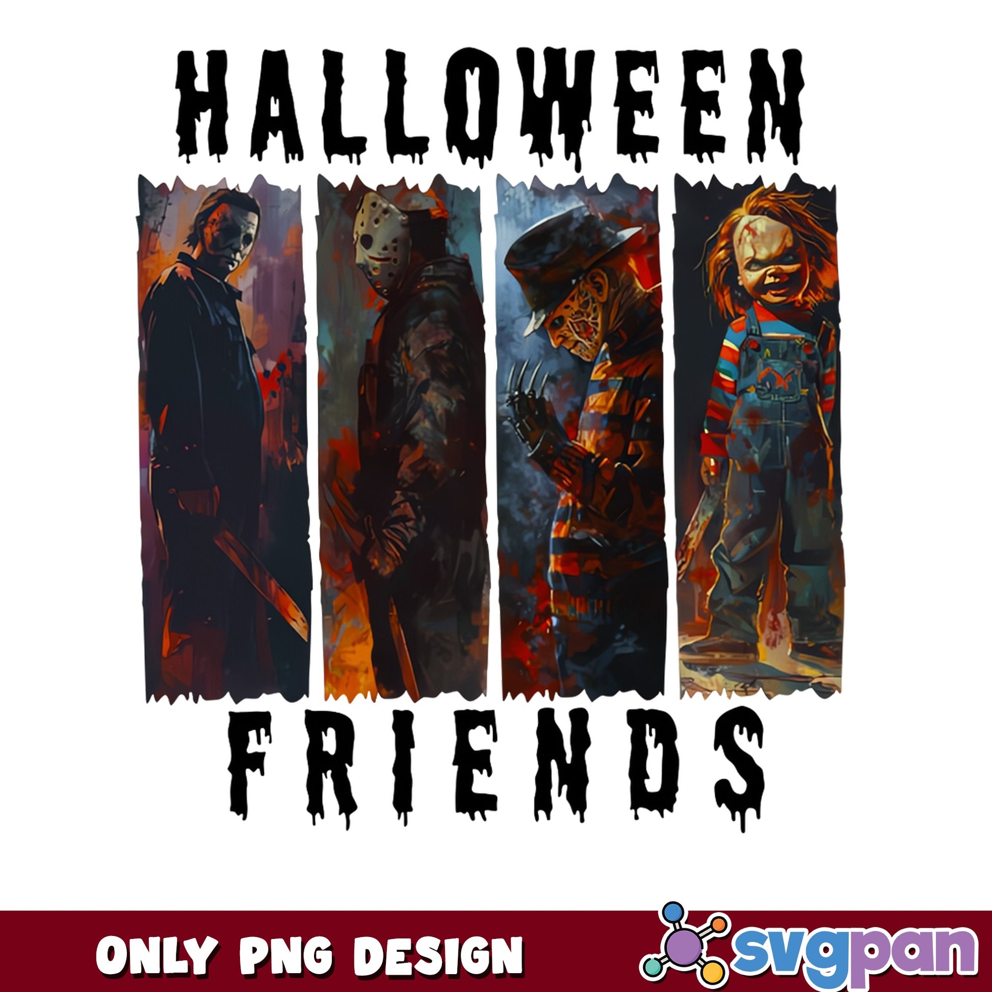 Halloween Friends Horror Characters PNG, Halloween PNG, Horror PNG