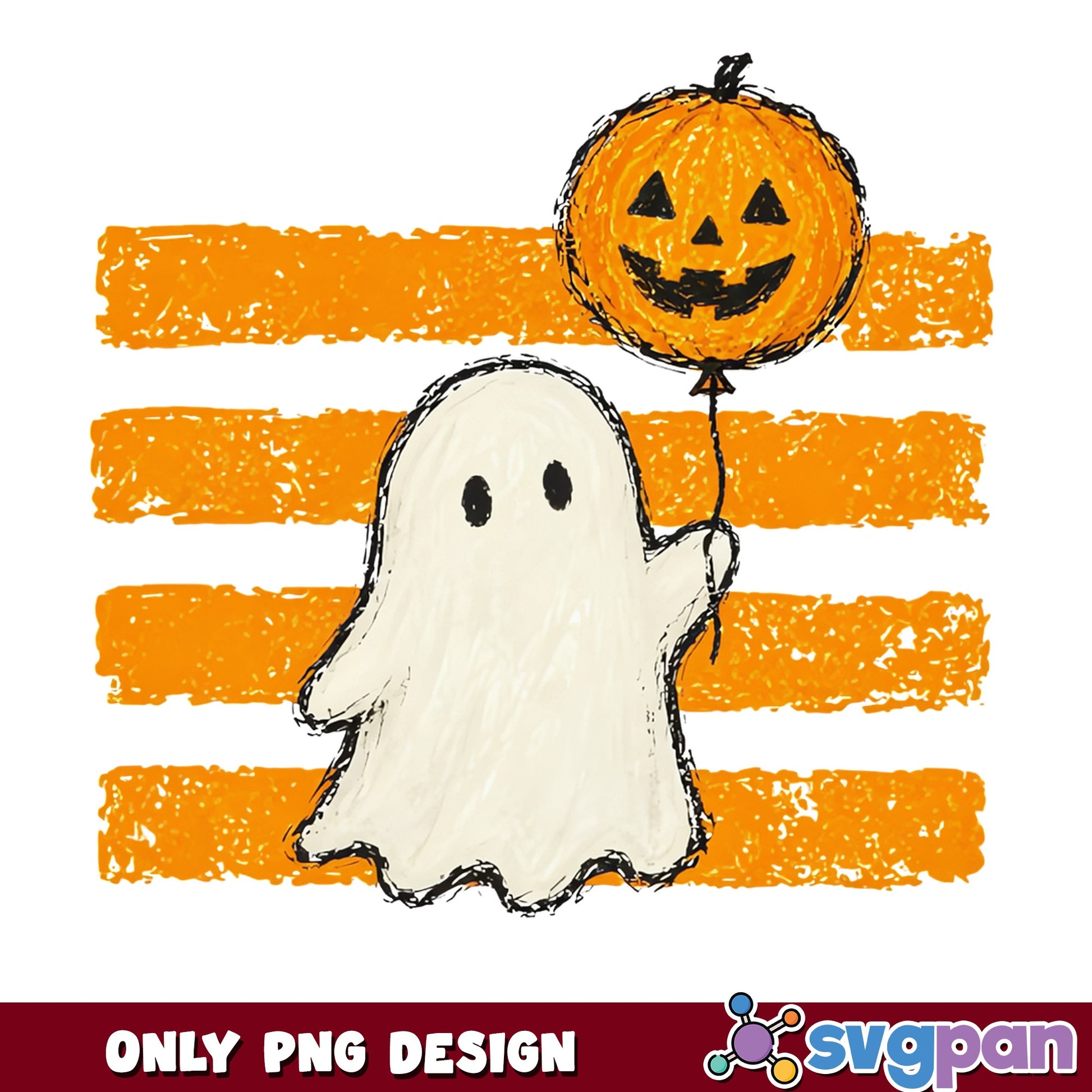 Halloween Ghost Pumpkin Balloon PNG, Cute Ghost Halloween PNG, Spooky PNG