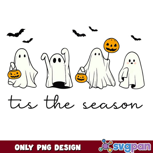 Halloween Ghost Tis The Season PNG, Spooky Ghost Pumpkin PNG, Cute Ghost PNG