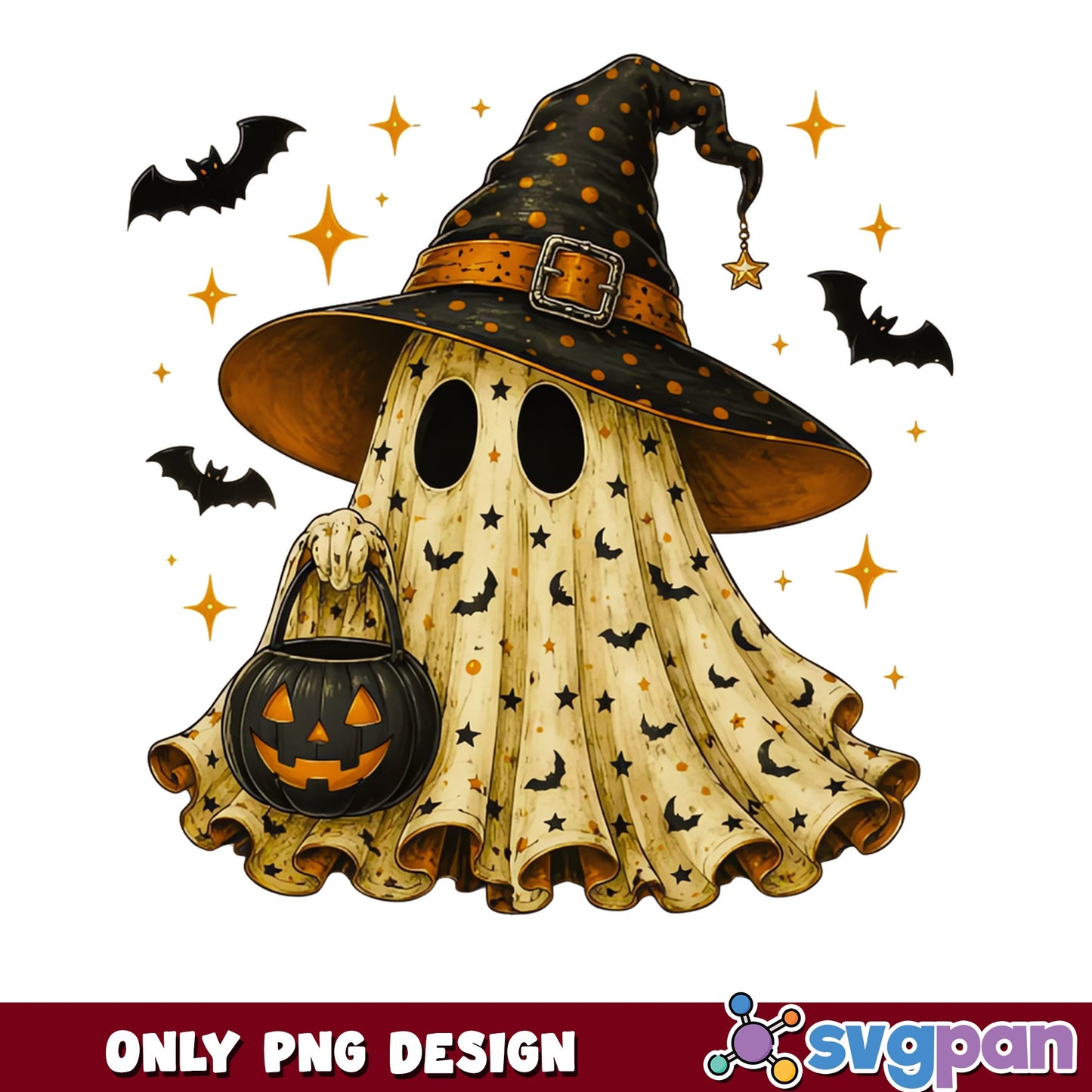 Halloween Ghost Witch PNG, Spooky Ghost Pumpkin PNG, Halloween PNG