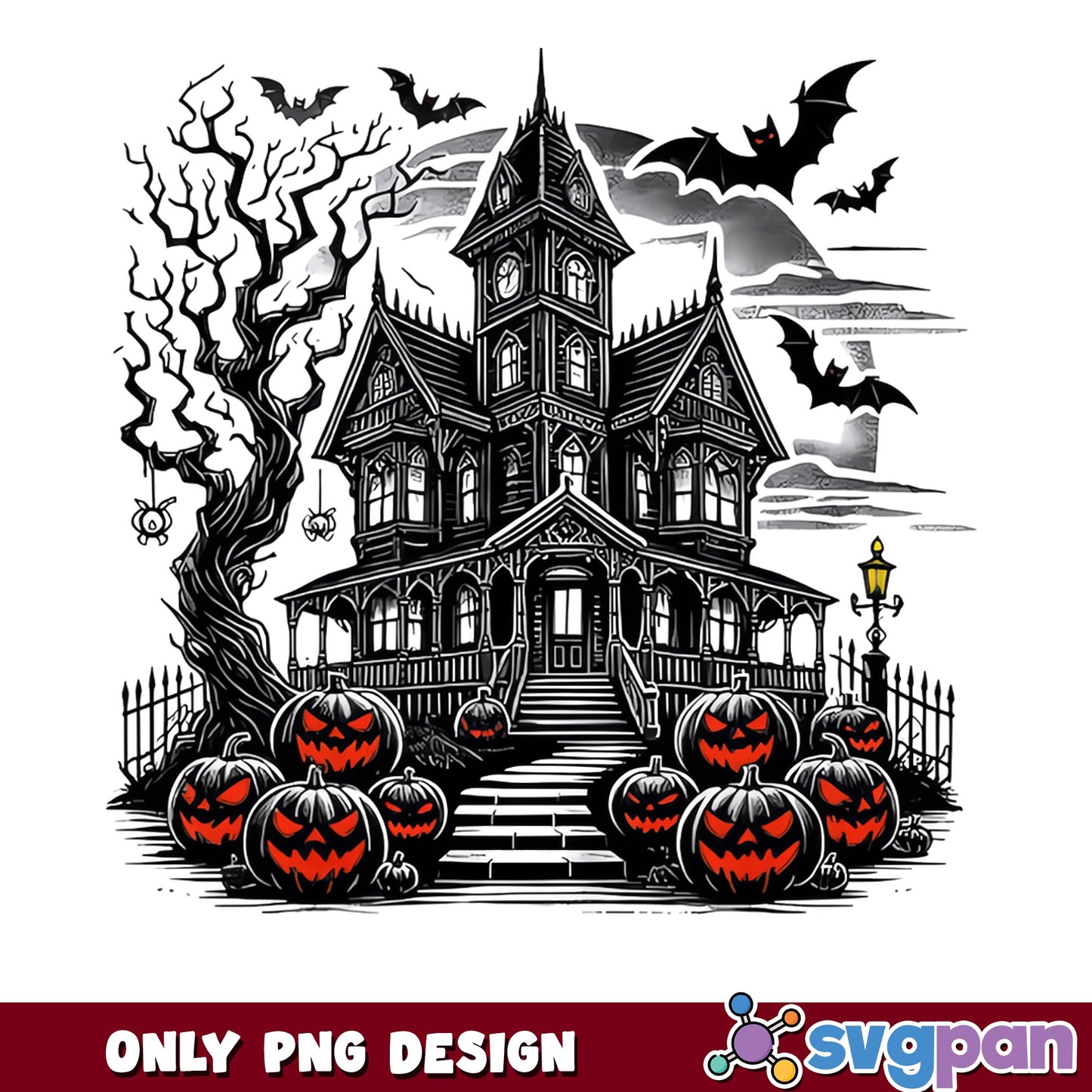 Halloween Haunted House PNG, Spooky Pumpkin Halloween PNG, Horror PNG