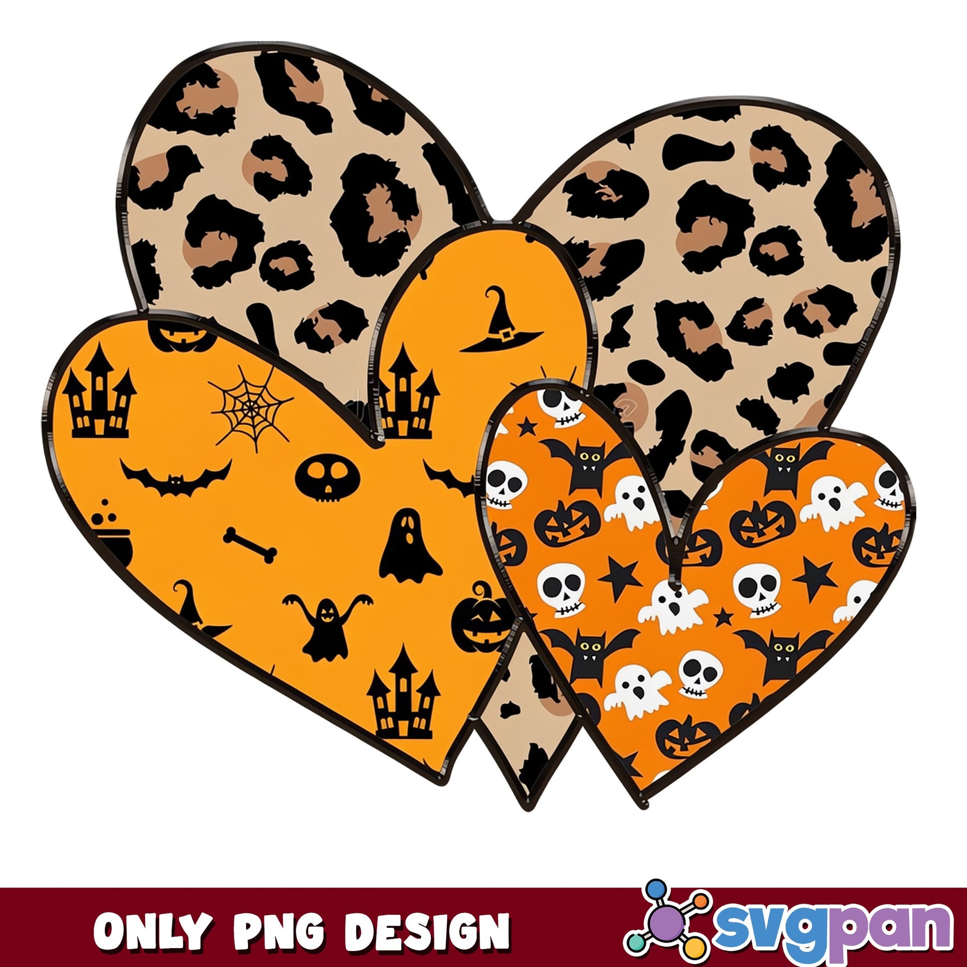 Halloween Leopard Print Heart PNG, Spooky Heart PNG, Halloween PNG