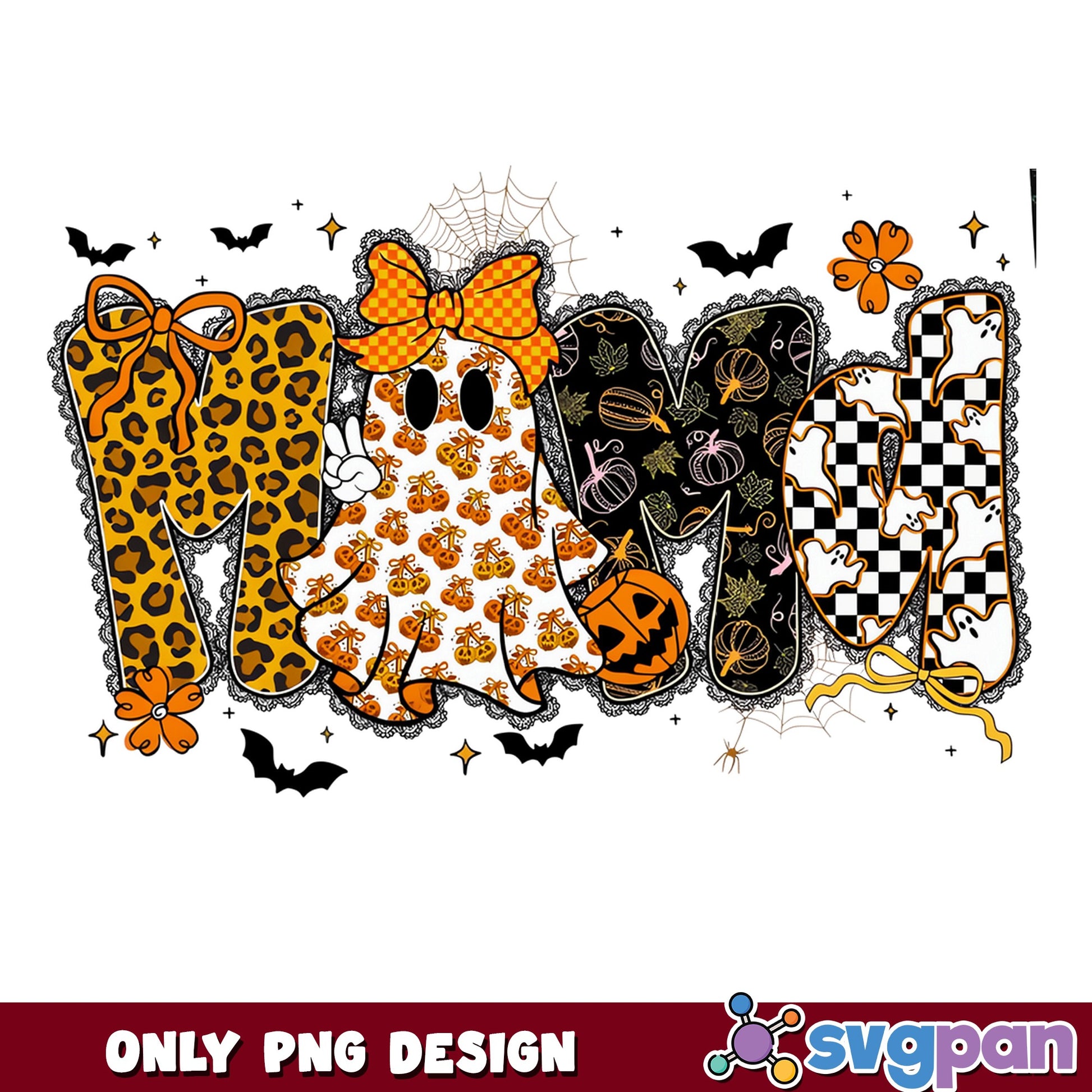 Halloween Mama Ghost Leopard PNG, Spooky Mom PNG, Halloween PNG