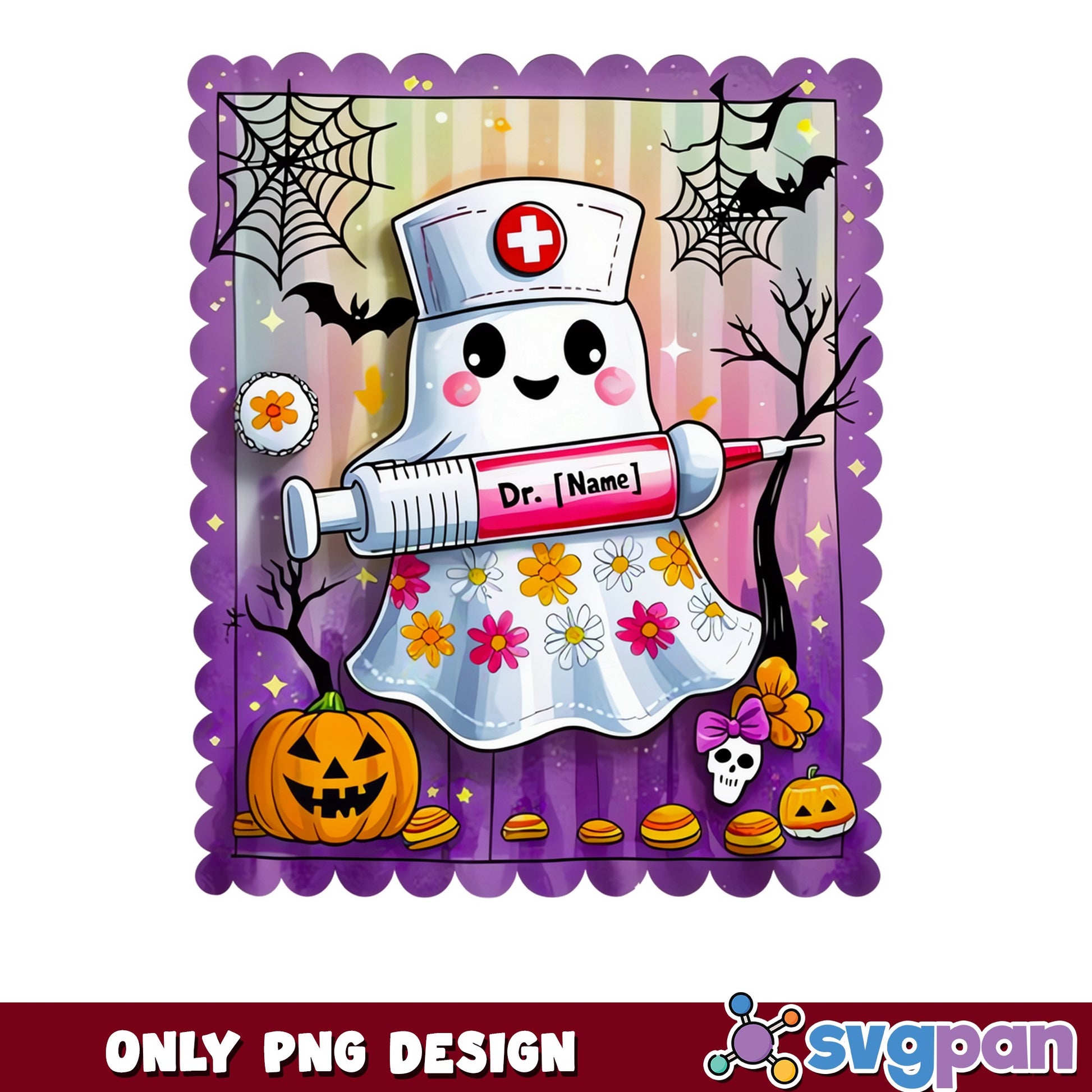 Halloween Nurse Ghost PNG, Cute Ghost Doctor Halloween PNG, Spooky Nurse PNG