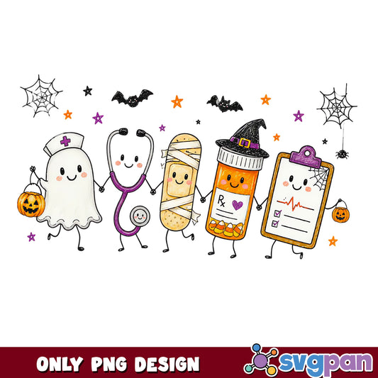 Halloween Nurse PNG, Cute Medical Ghost Halloween PNG, Spooky Nurse PNG