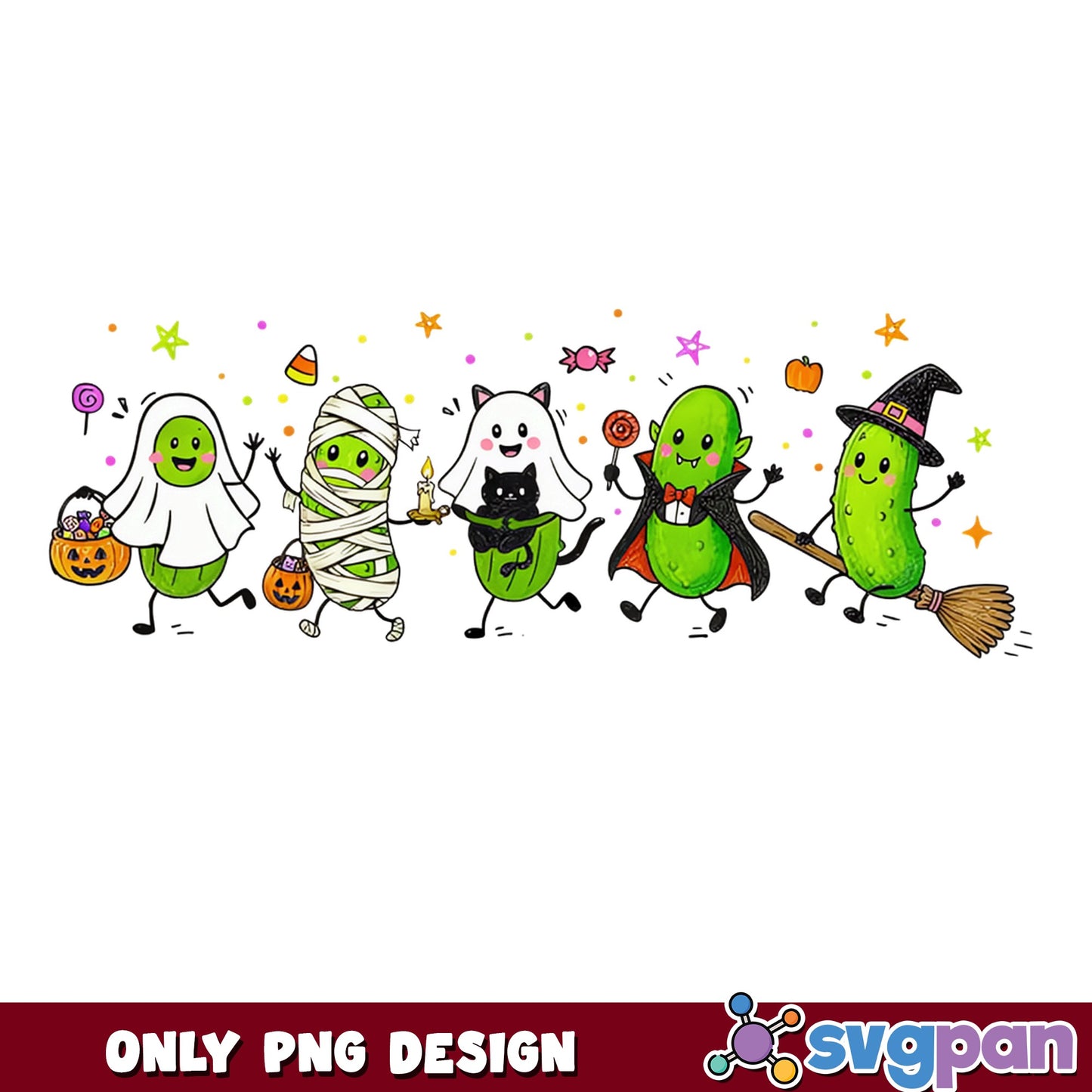 Halloween Pickle Trick Or Treat PNG, Funny Pickle PNG, Halloween PNG