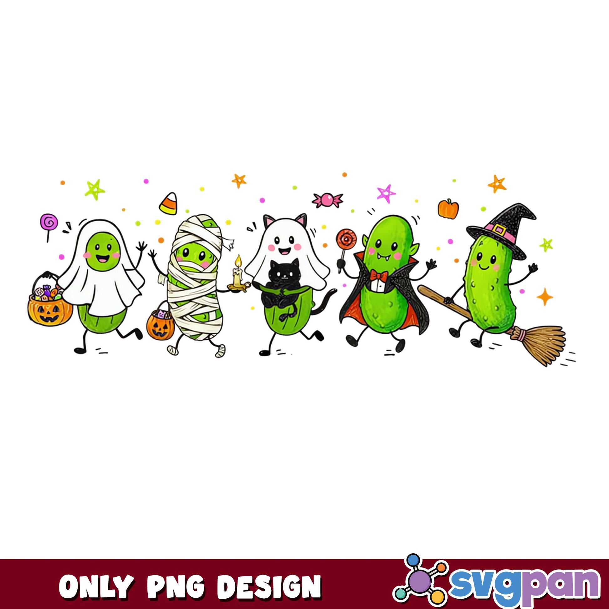 Halloween Pickle Trick Or Treat PNG, Funny Pickle PNG, Halloween PNG