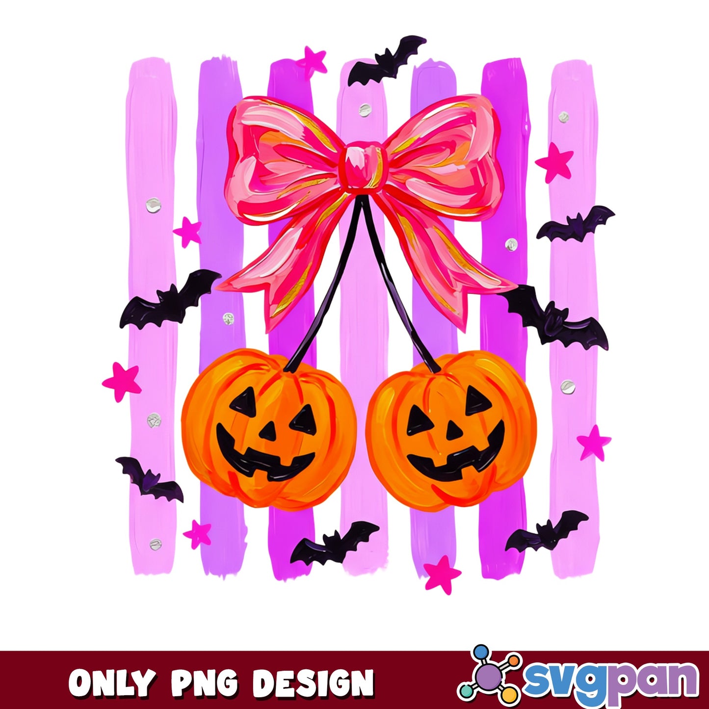 Halloween Pumpkin Cherry Coquette Bow PNG, Jack O Lantern PNG, Spooky PNG