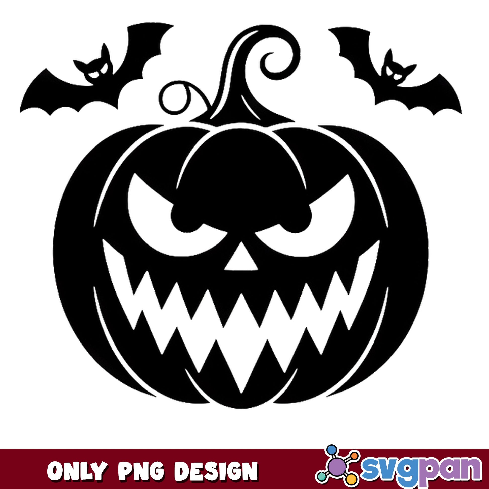 Halloween Pumpkin With Bats PNG, Jack O Lantern PNG, Scary Pumpkin PNG