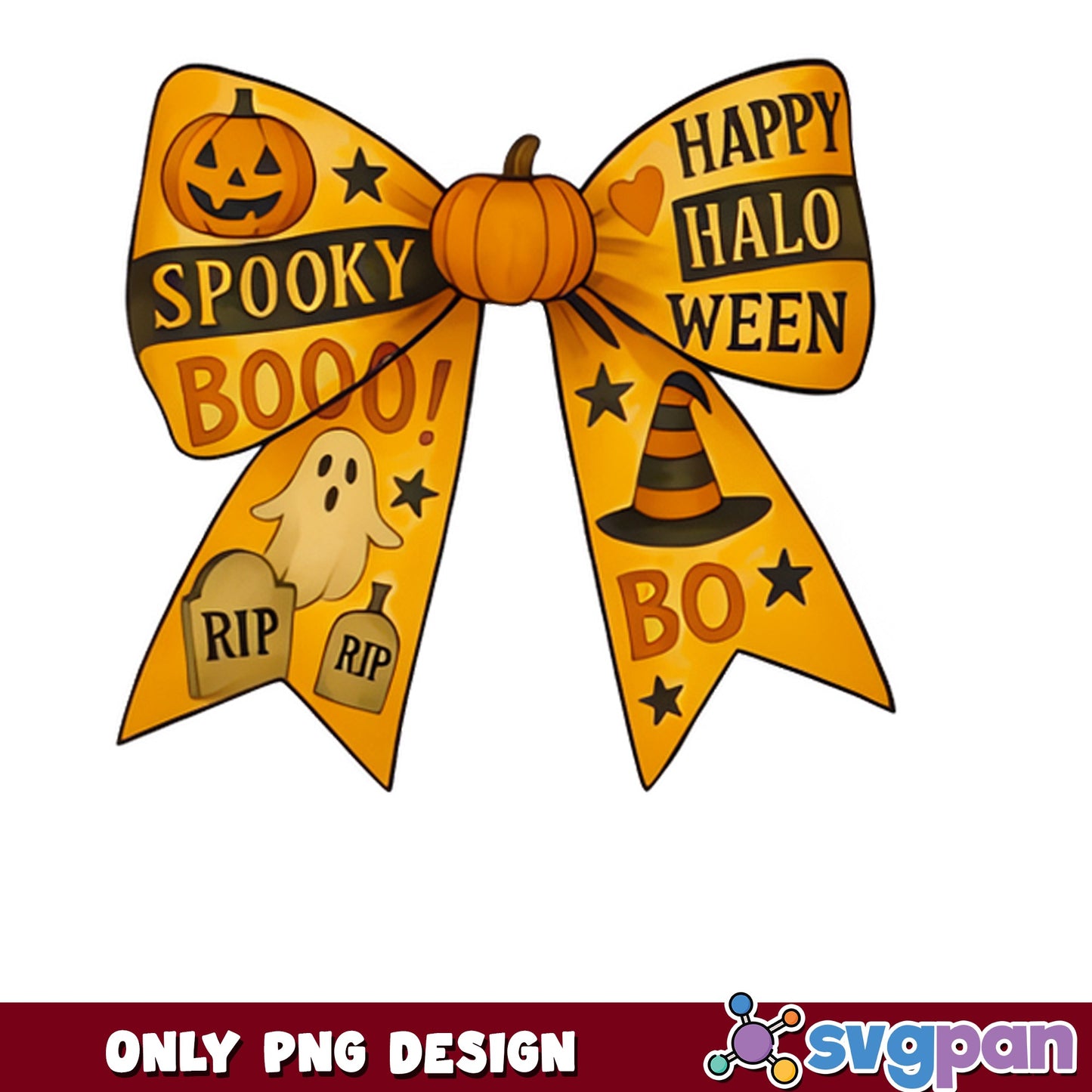 Halloween Spooky Bow PNG, Happy Halloween Bow PNG, Coquette PNG