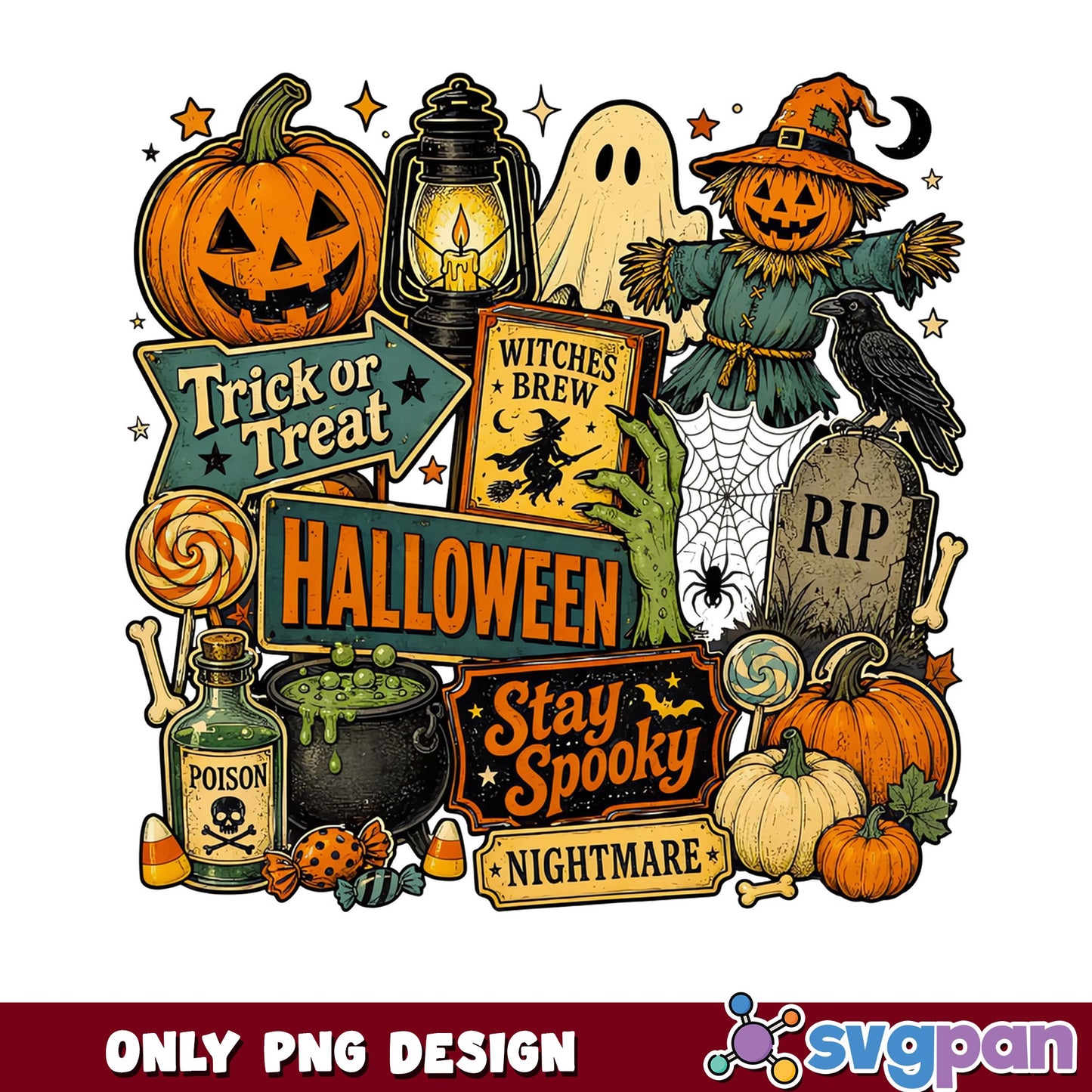 Halloween Stay Spooky Trick Or Treat PNG, Spooky Vibes PNG, Halloween PNG