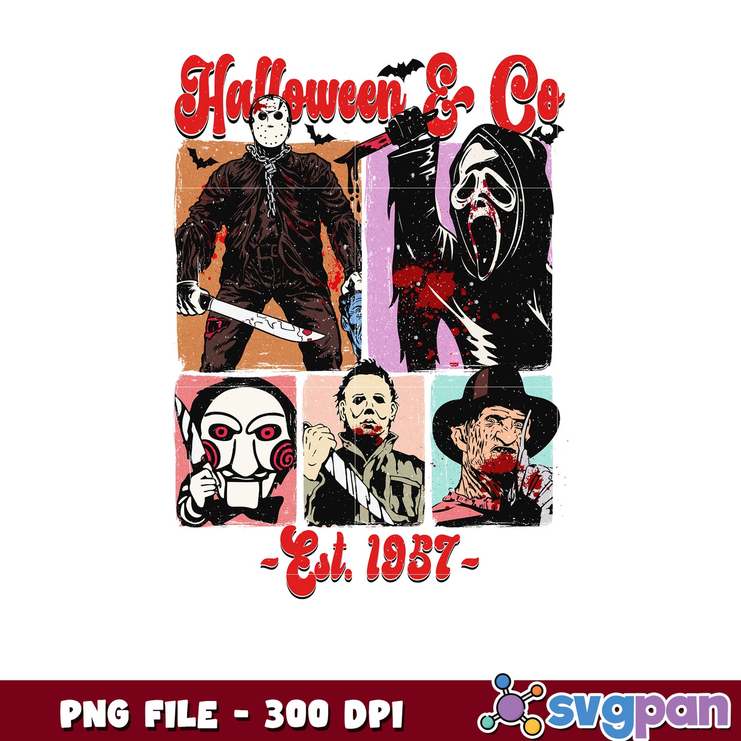 Halloween and co est 1957 png, halloween time png, horror characters ​png