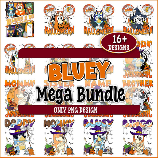 Halloween design bluey png bundle