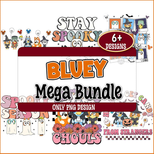 Halloween designs bluey png bundle