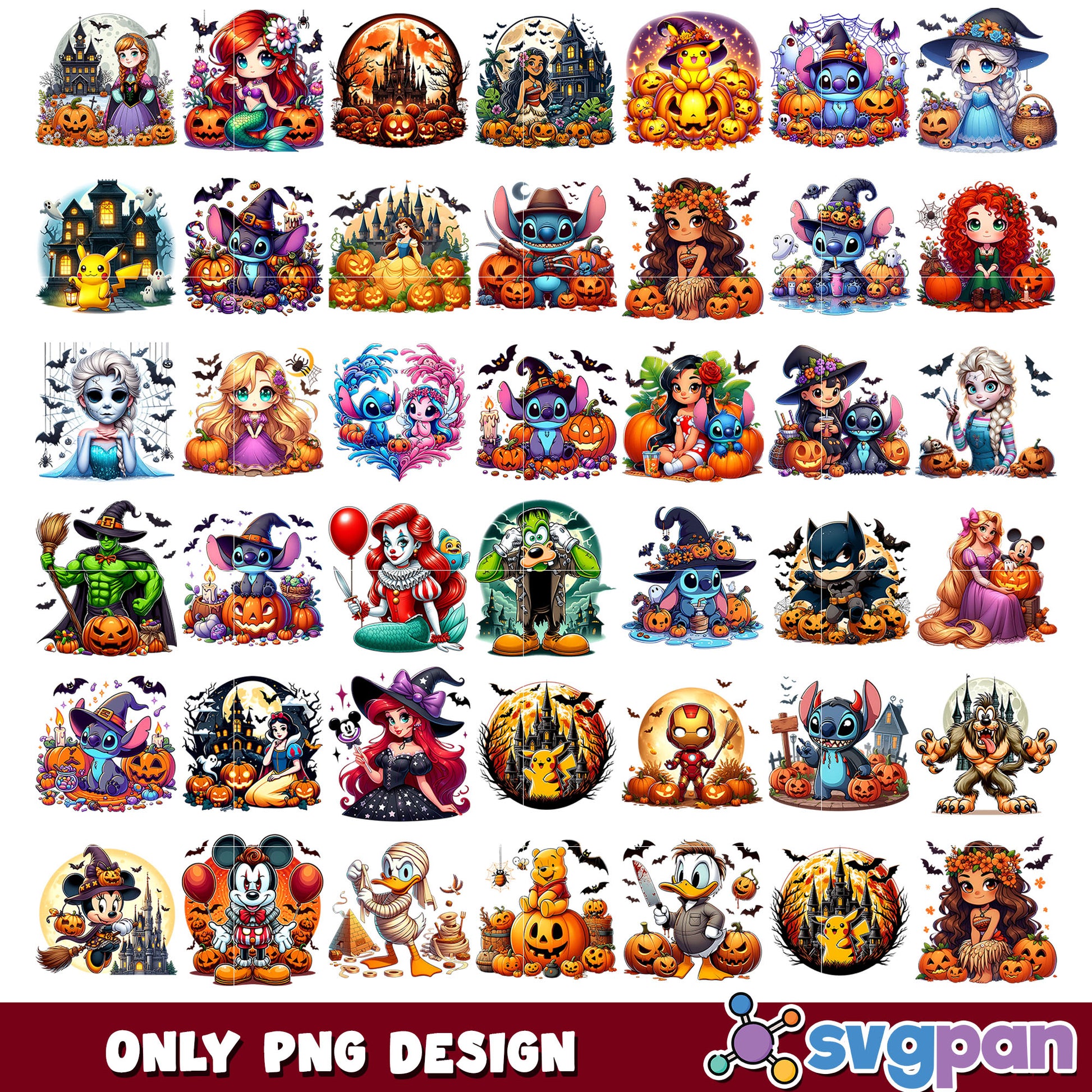 Halloween disney set png bundle