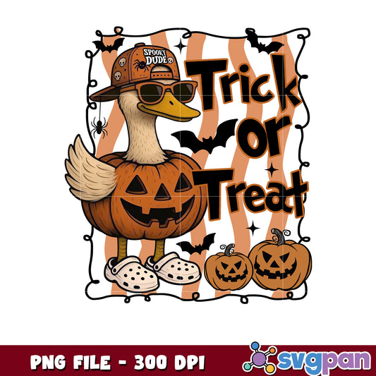 Halloween goose trick or treat png, halloween season png, scary monster​ png