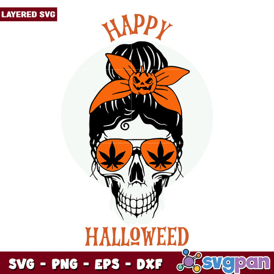 Halloween happy skull svg, halloween fall svg, spooky characters svg