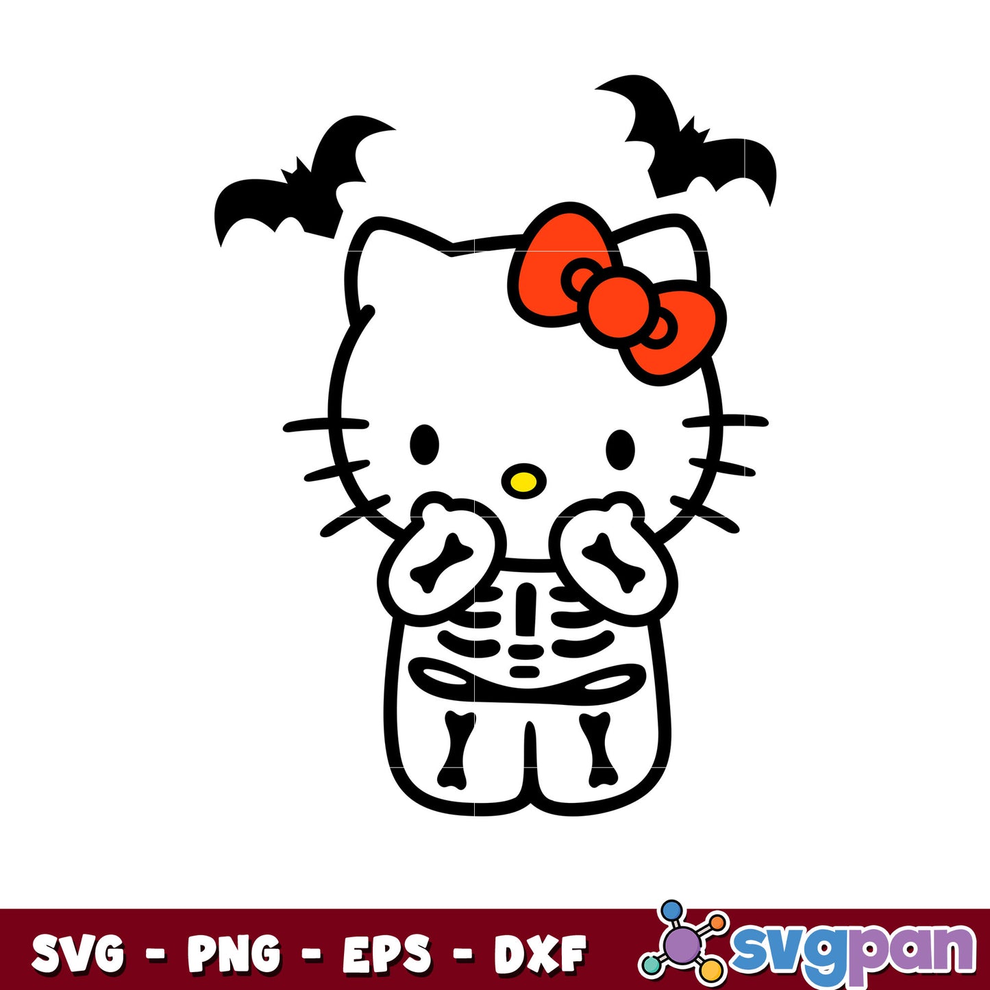 Halloween hello kitty skeleton svg, hello kitty skeleton svg