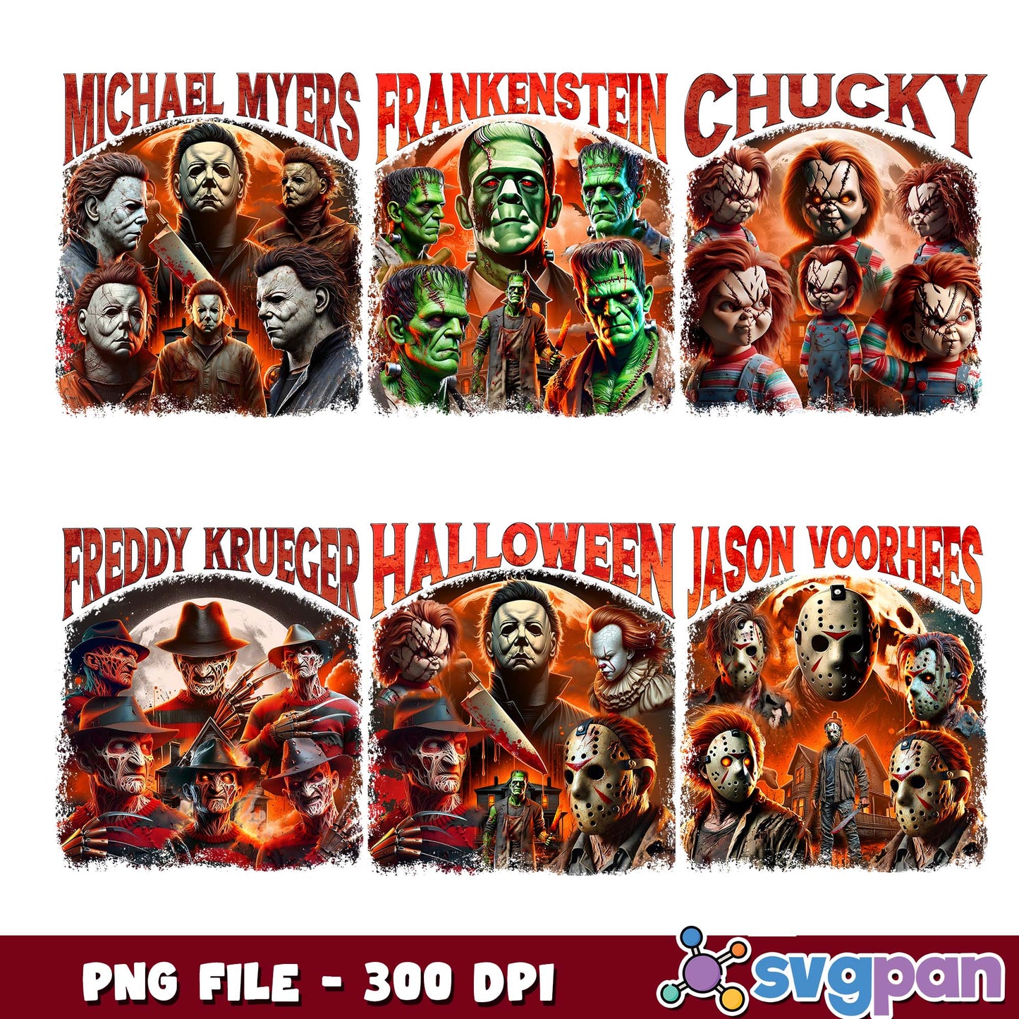 Halloween killers card png bundle