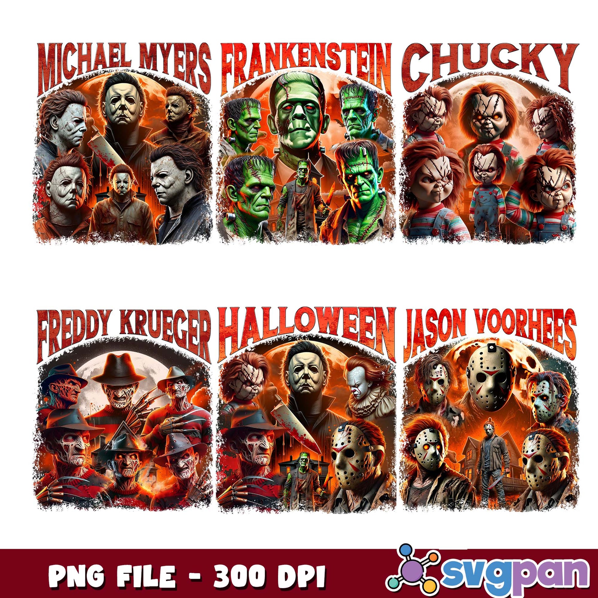 Halloween killers card png bundle