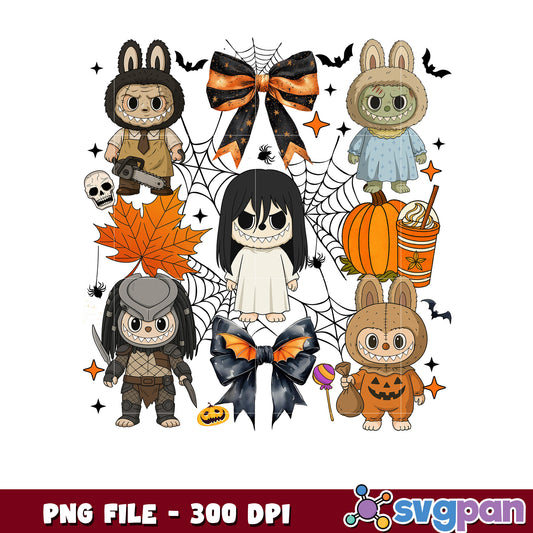 Halloween labbu design png, halloween png, halloween labubu png