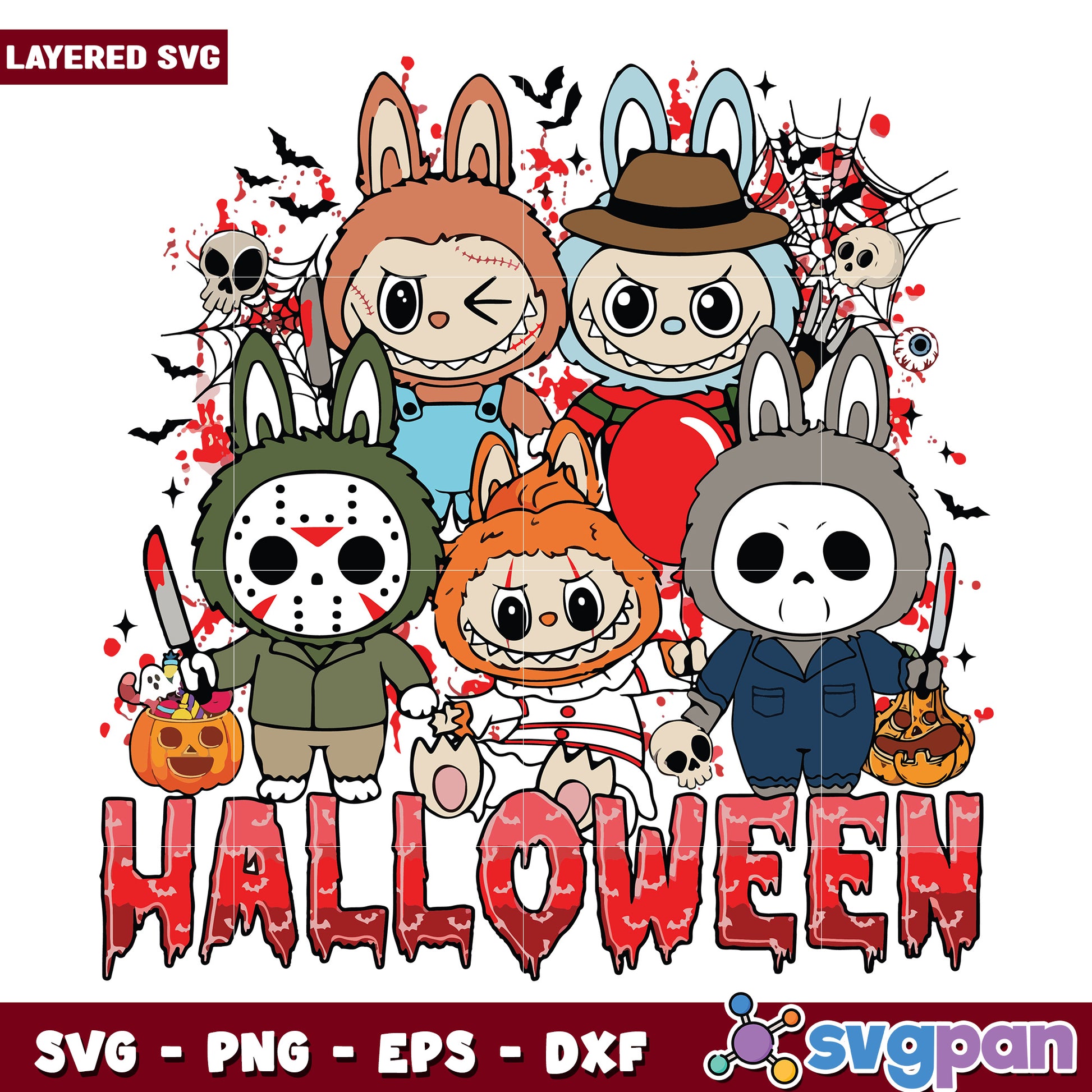 Halloween labubu svg, labubu dolls svg, popmart labubu svg
