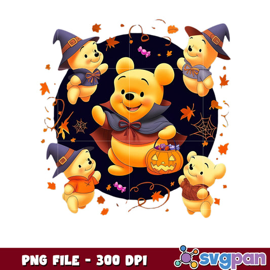 Halloween pooh design png, halloween winnie the pooh png, halloween costumes png