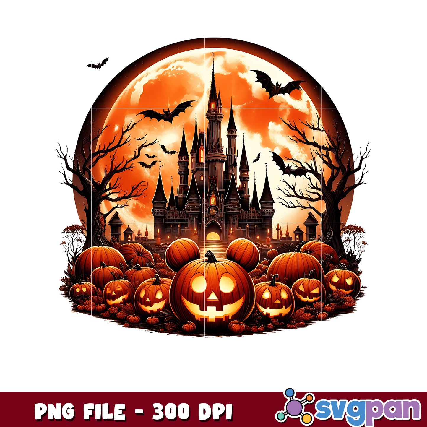 Halloween pumpkin castle png, disney princess png, disneyland halloween png