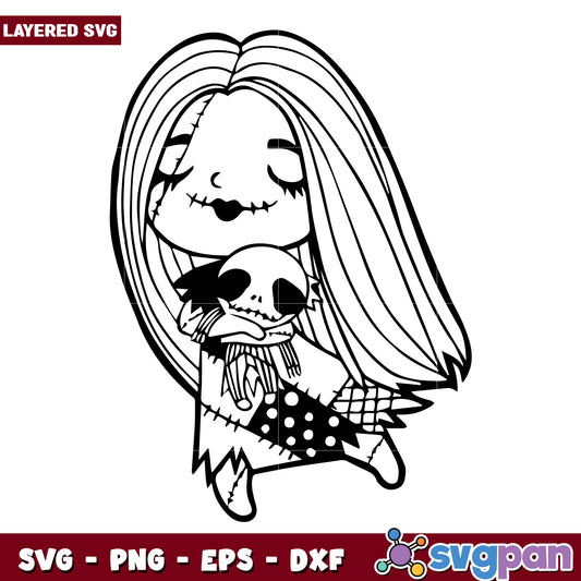Halloween sally girl and jack skellington svg, halloween svg, horror movies characters svg