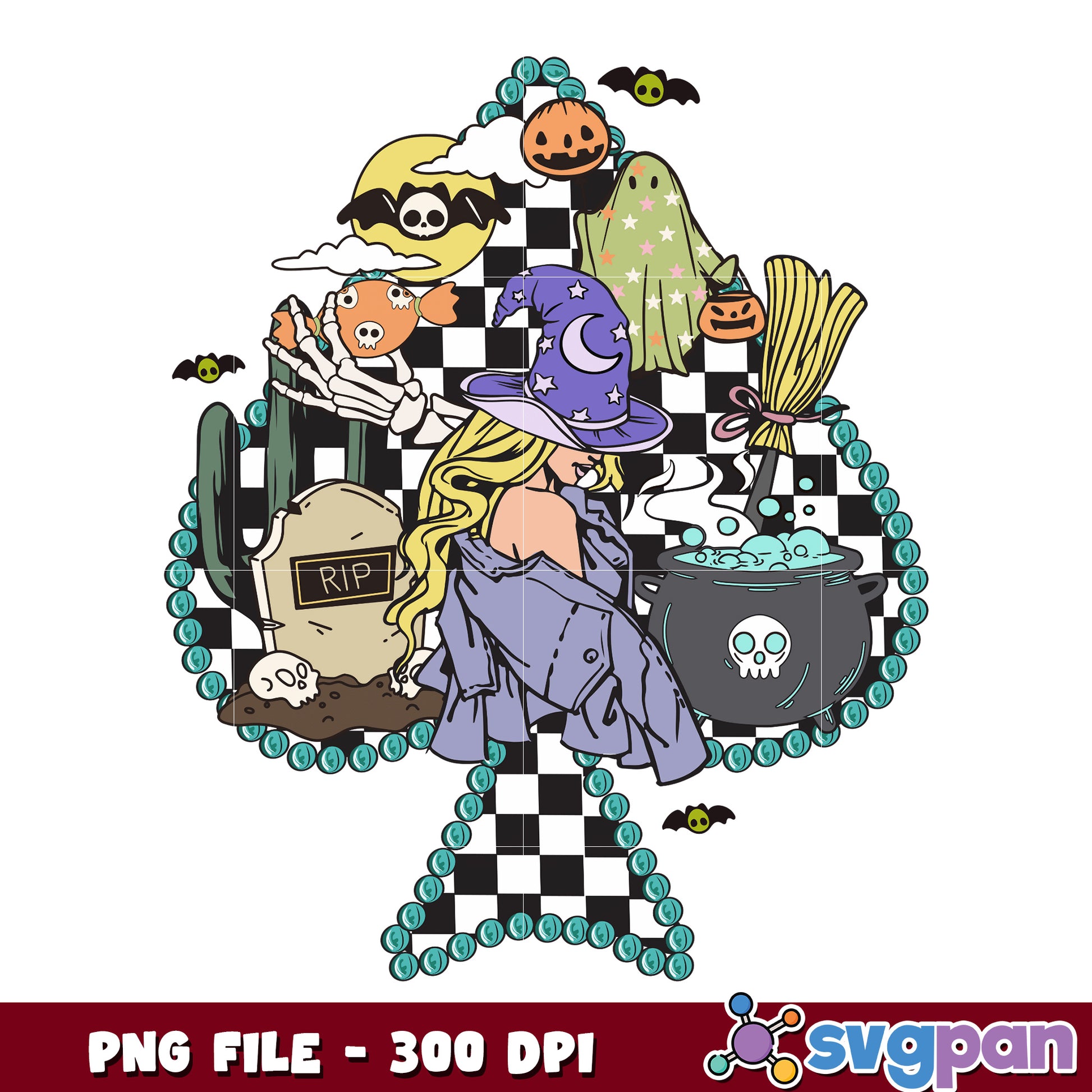 Halloween spades witch png, halloween candy png, trick or treat png