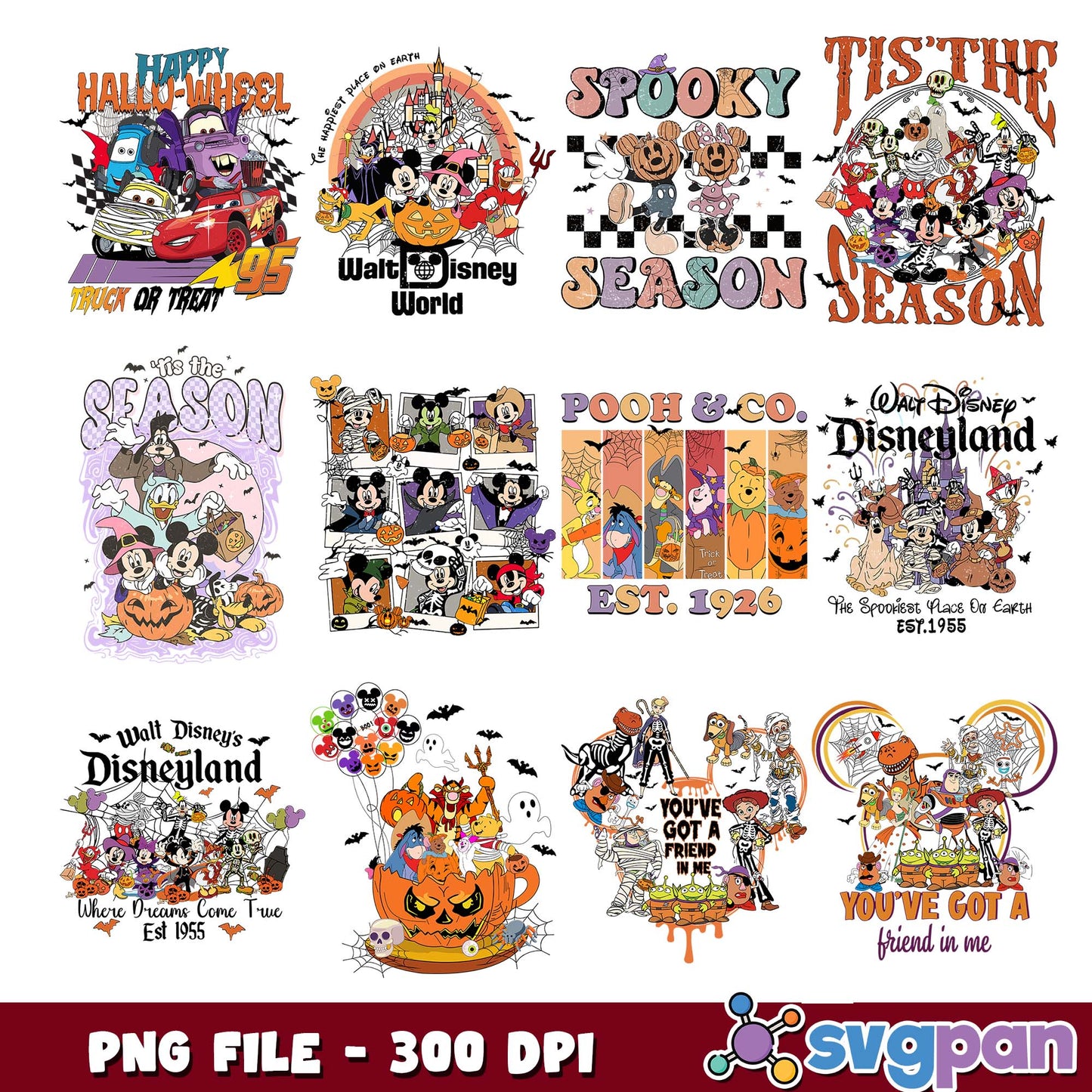 Halloween spooky disney land png bundle