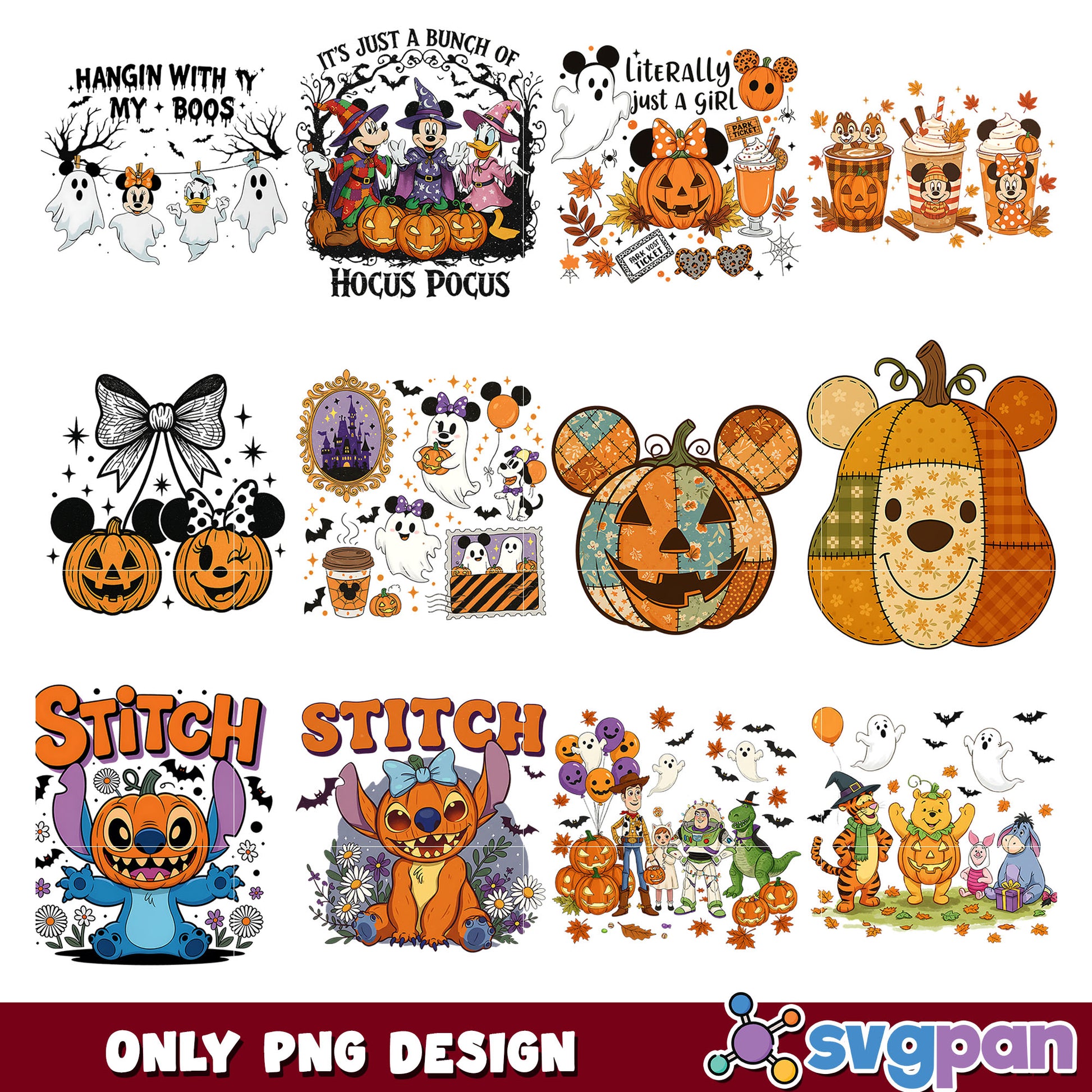 Halloween stitch x mickey png bundle
