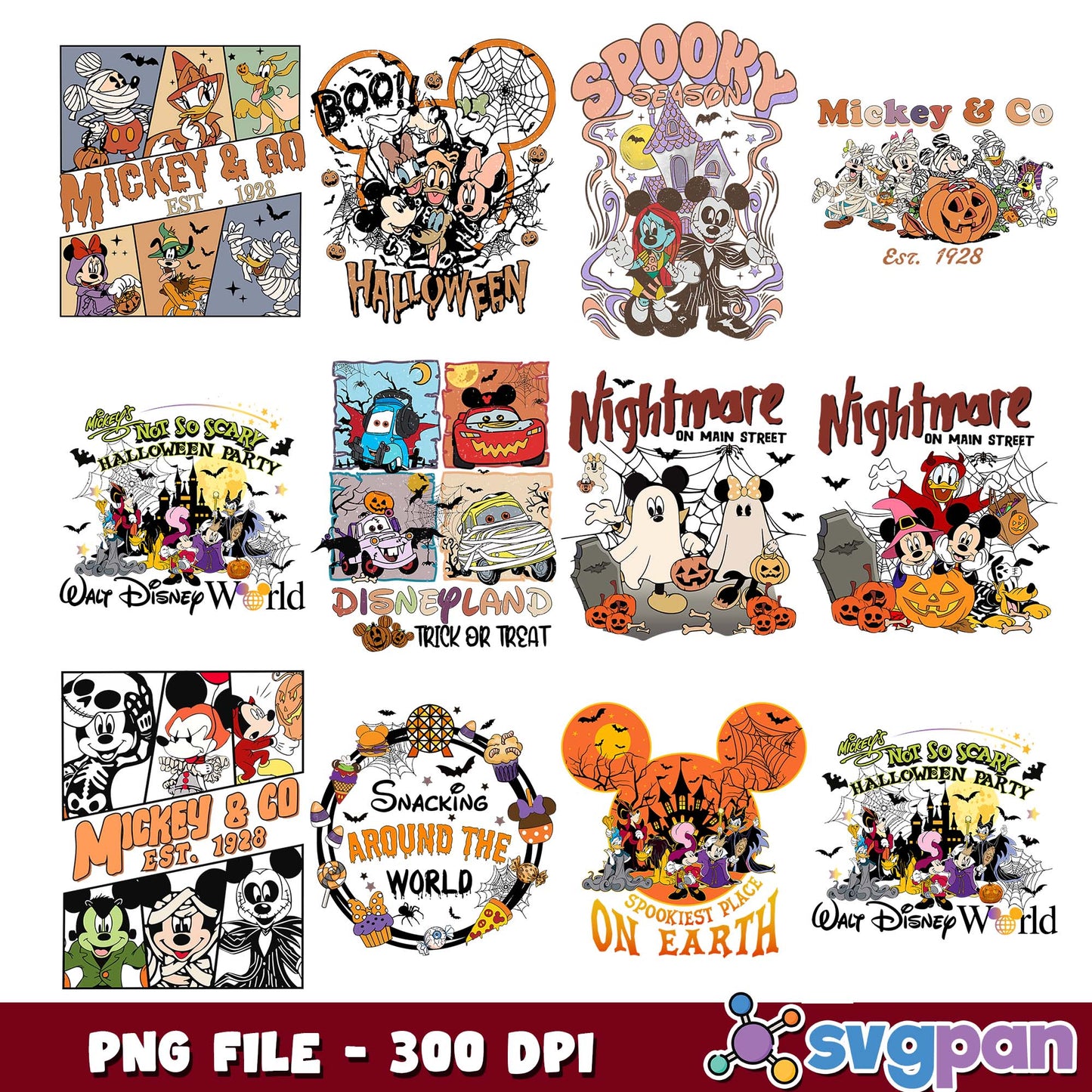 Halloween things disney design png bundle
