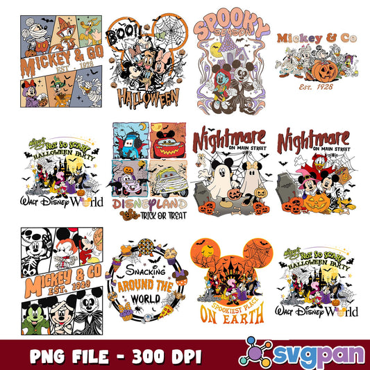 Halloween things disney design png bundle