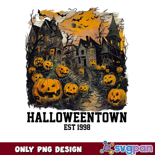 Halloweentown 1998 Haunted House PNG, Halloween Pumpkin PNG, Spooky Town PNG