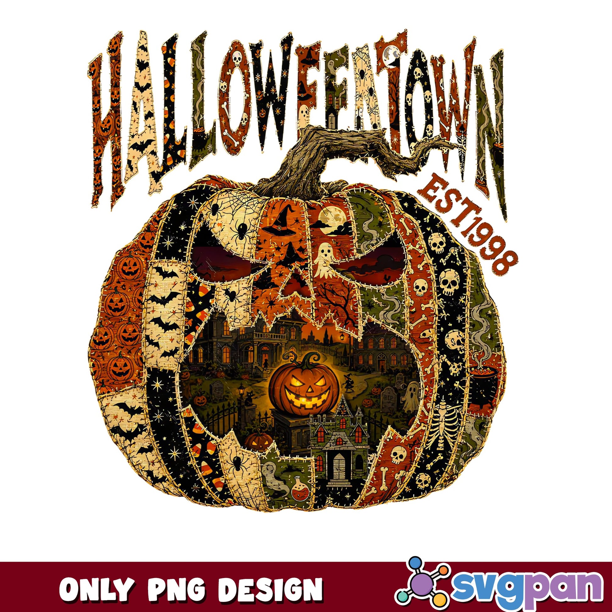 Halloweentown Est 1998 PNG, Spooky Pumpkin PNG, Halloween PNG
