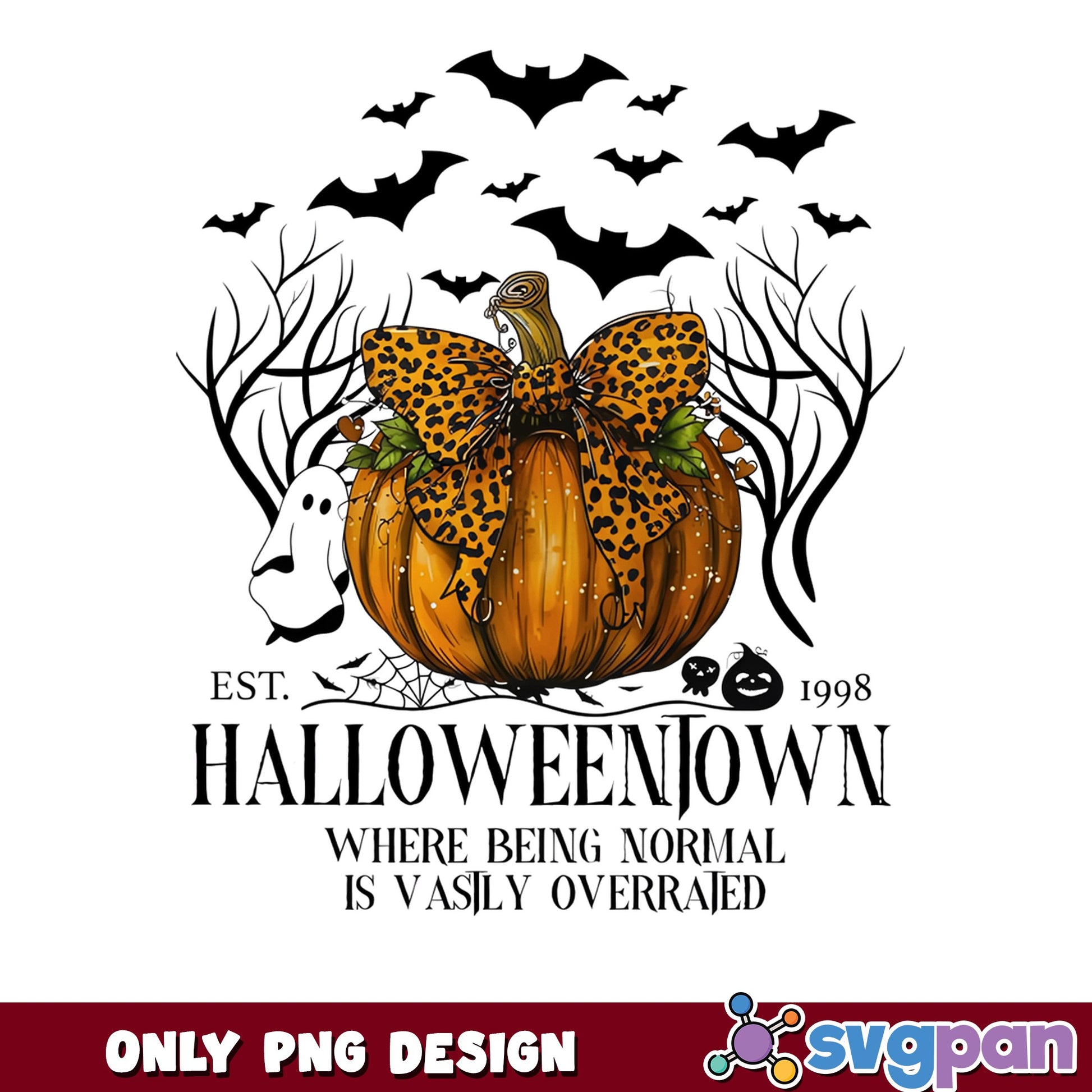 Halloweentown Pumpkin PNG, Halloween Ghost Bat, Spooky PNG