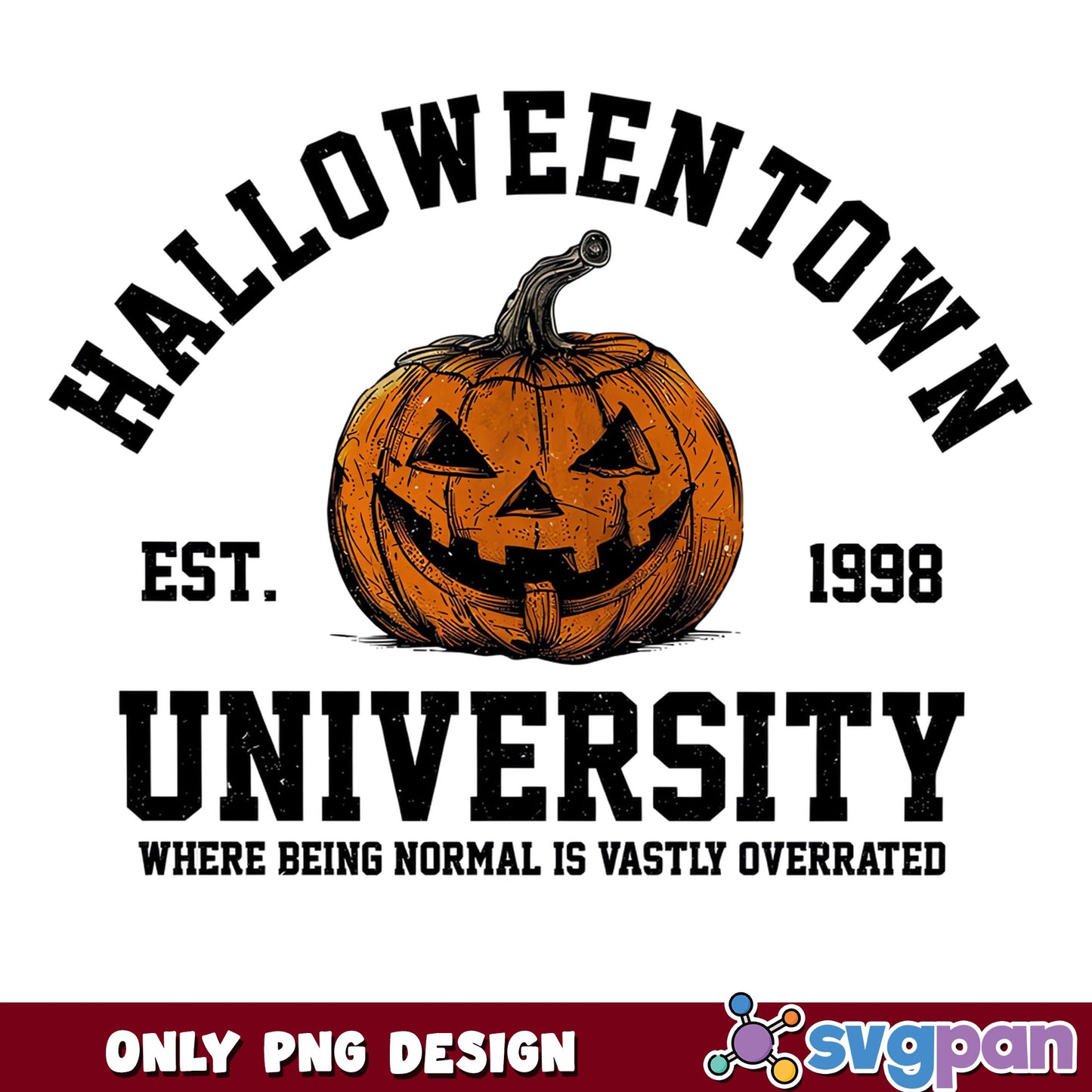 Halloweentown University PNG, Retro Halloween Pumpkin PNG, Spooky PNG