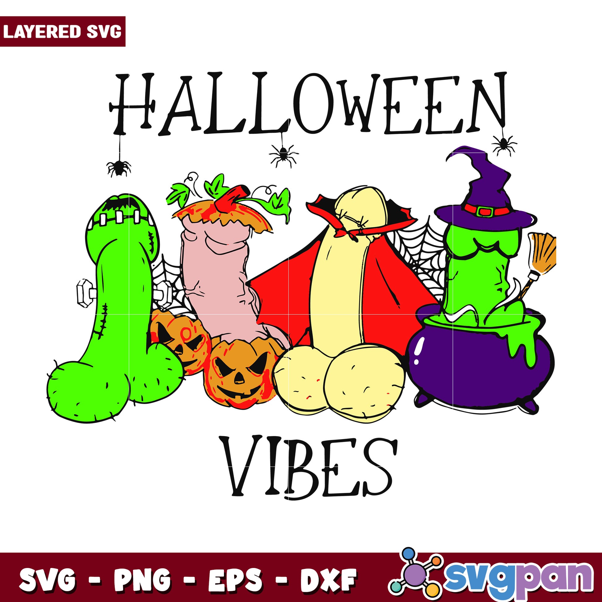 Halloween vibes svg, halloween fall svg, spooky characters svg