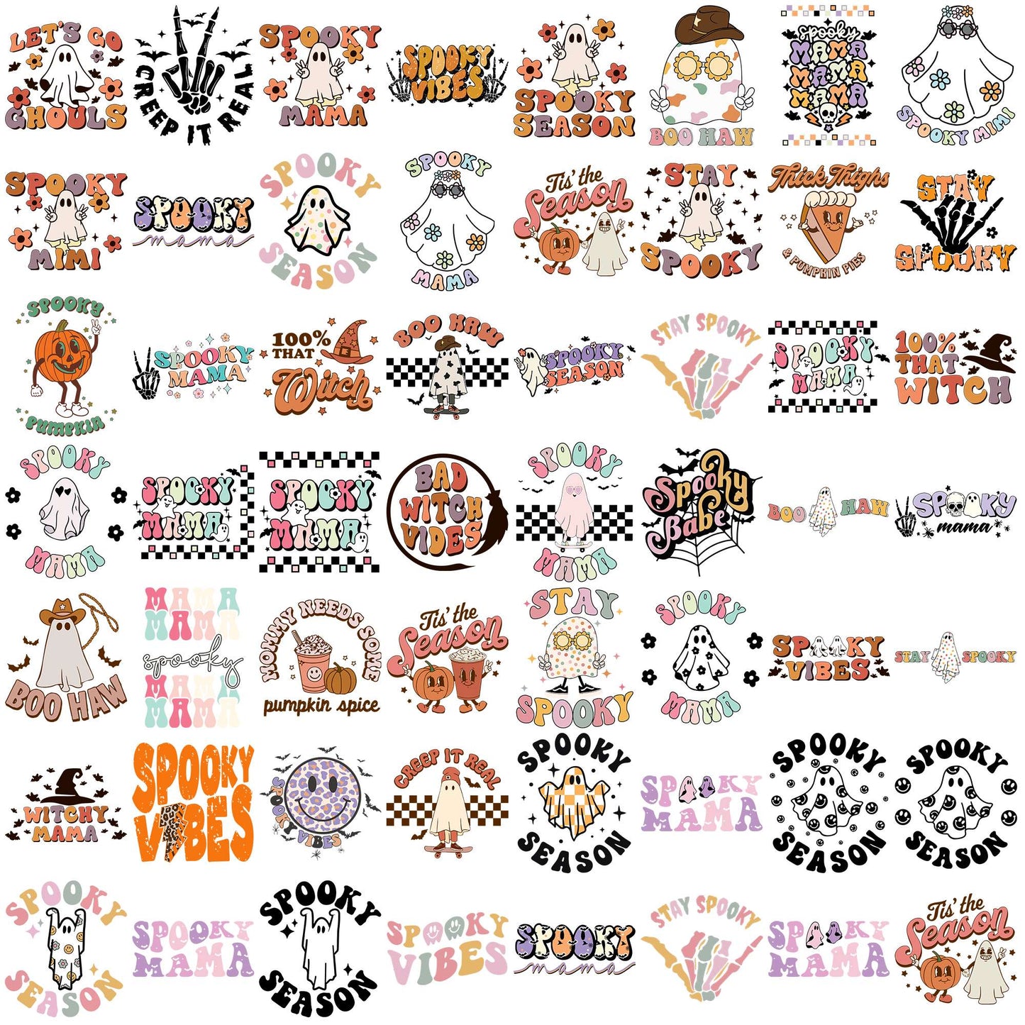 Halloween stay spooky png bundle, halloween drawings png, halloween cookies png