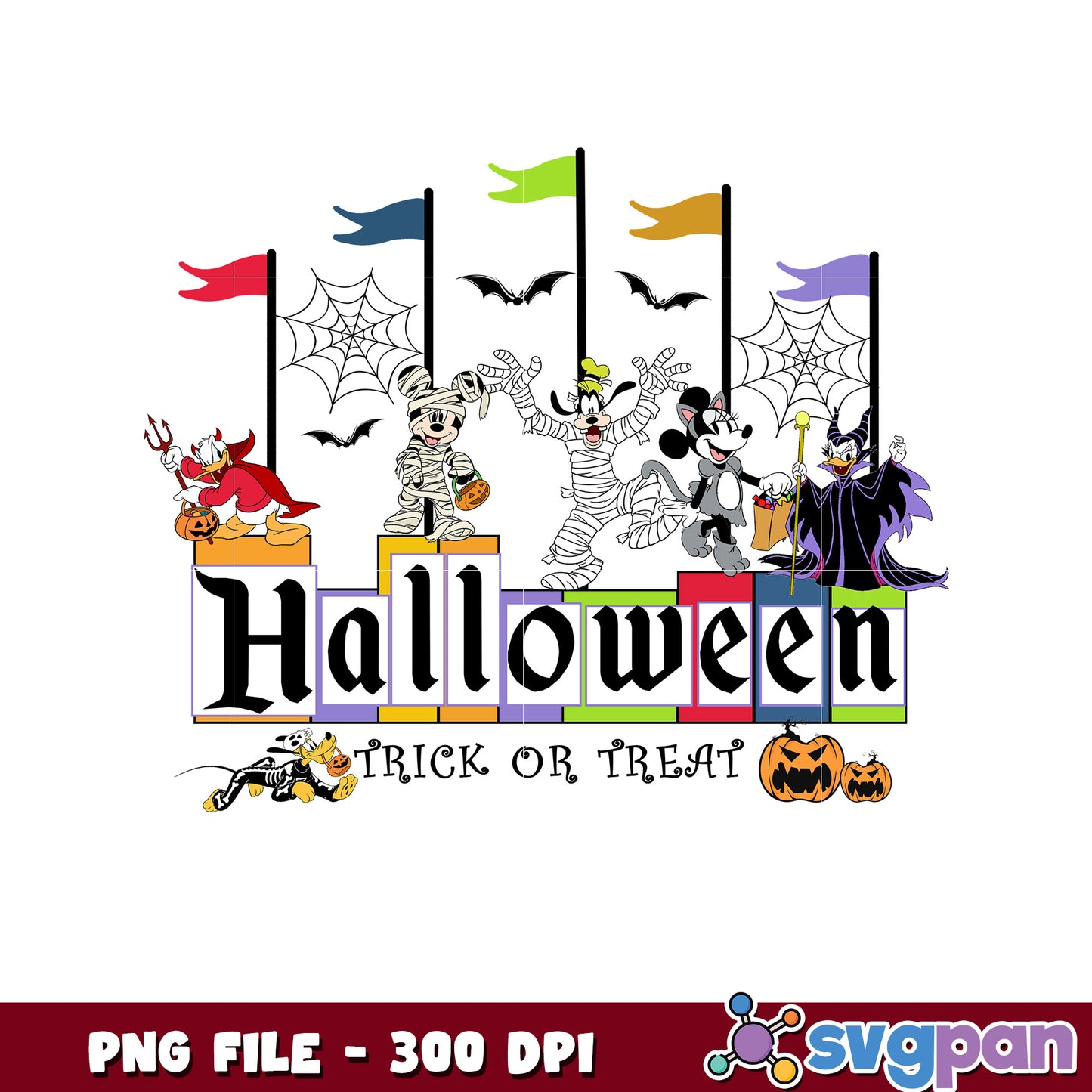 Haloween trick or treat png, halloween vacation png, disneyland halloween png
