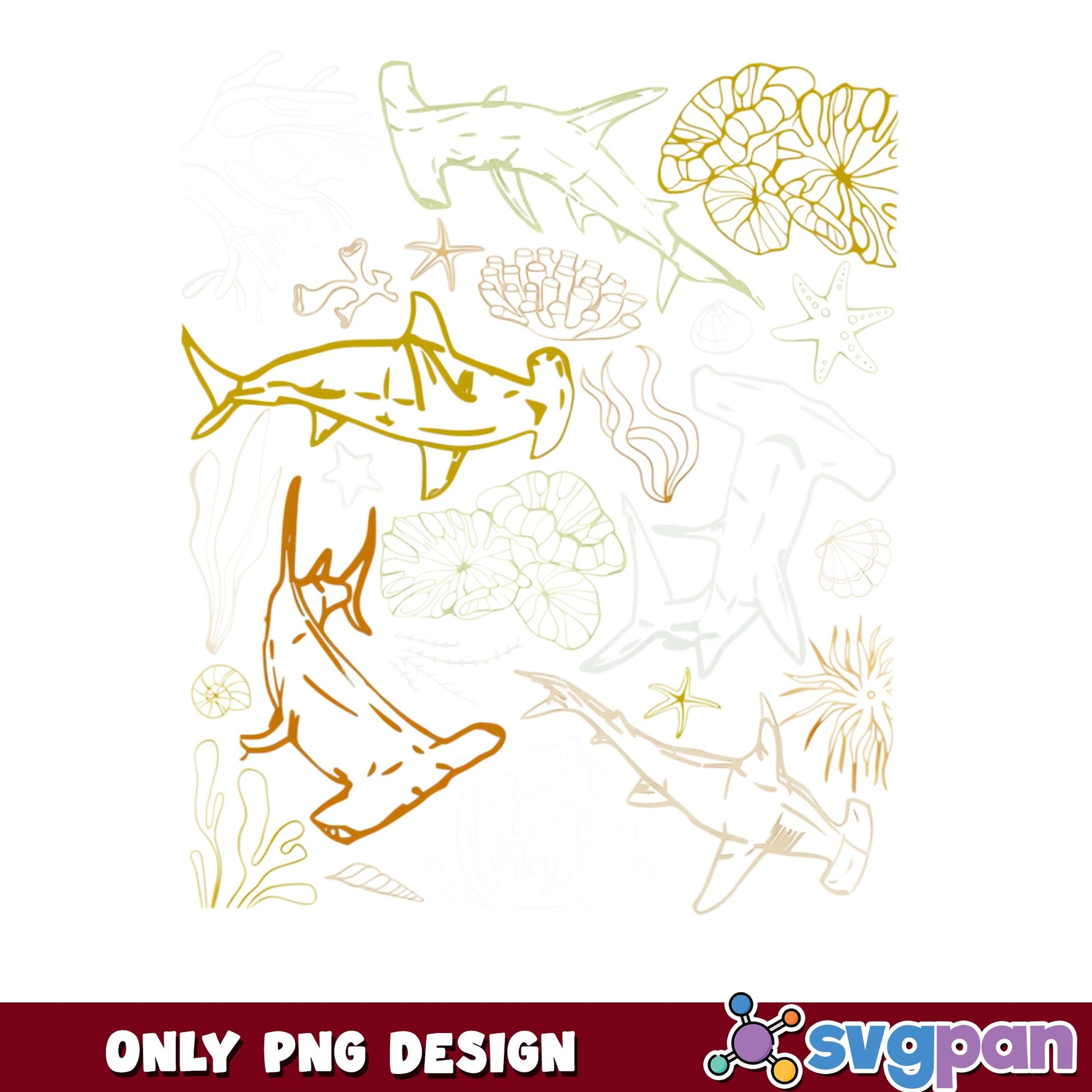 Hammerhead Shark Bundle PNG, Ocean Life Clipart PNG, Sea PNG