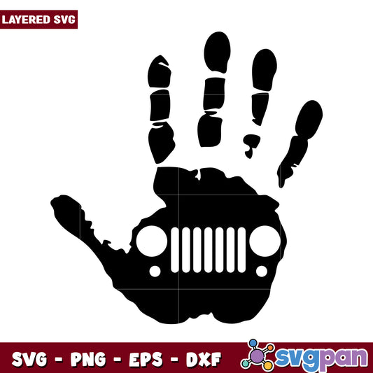 Handprint with Jeep Design SVG, perfect for crafting projects