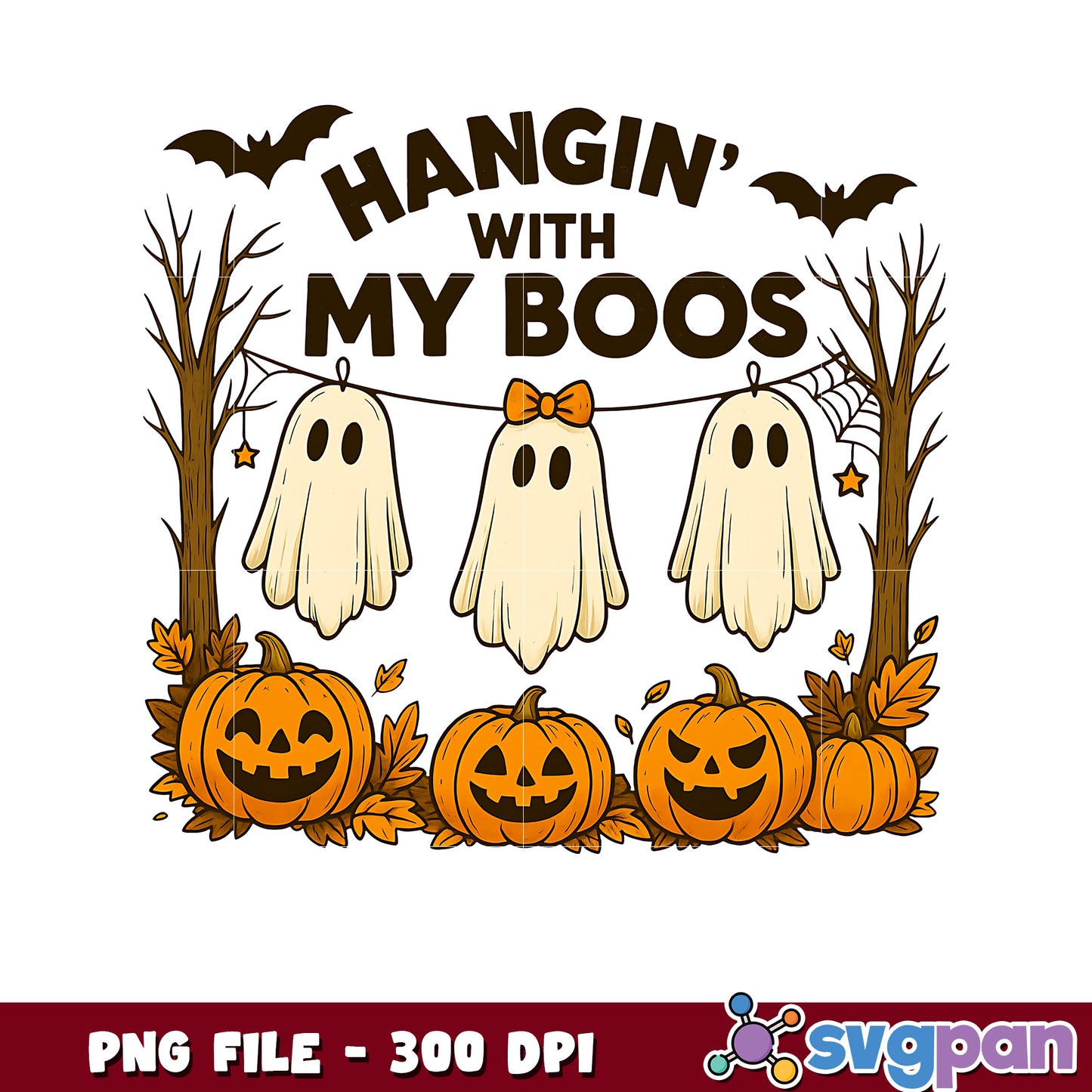 Hangin with my boos png, halloween costume png, halloween quotes png