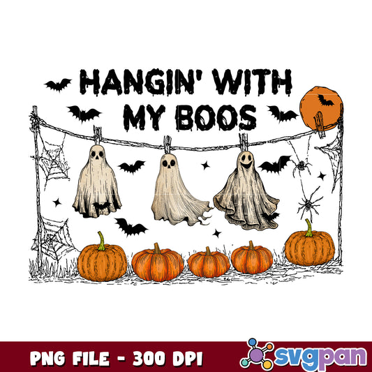 Hangin with my boos png, halloween pumpkin​​ png, halloween​ songs png