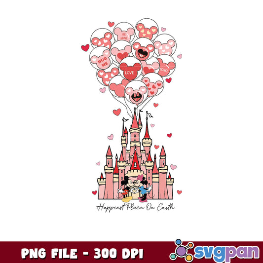 Happiest Place on Earth with Love Balloons, Cute PNG Design