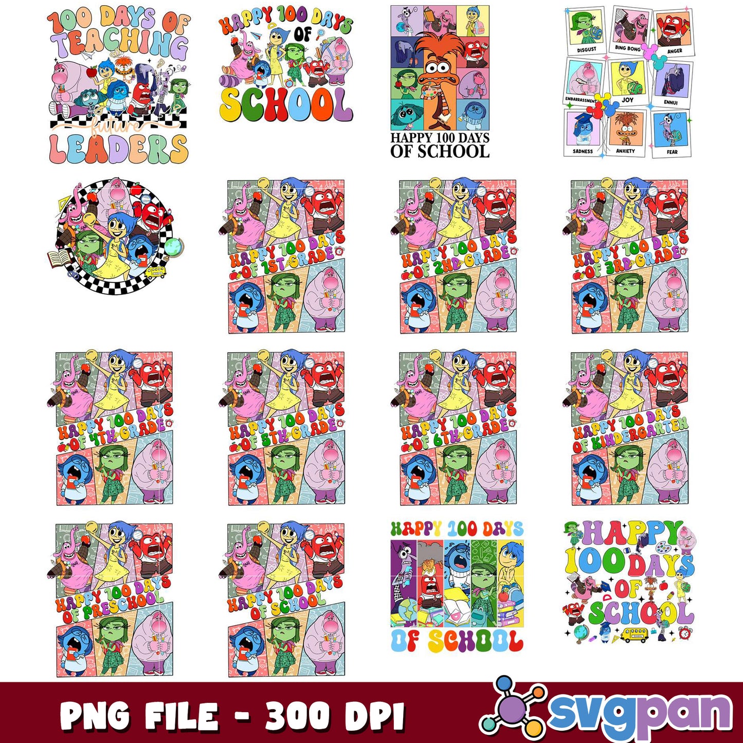 Happy 100 Days of School PNG Bundle Clipart Set