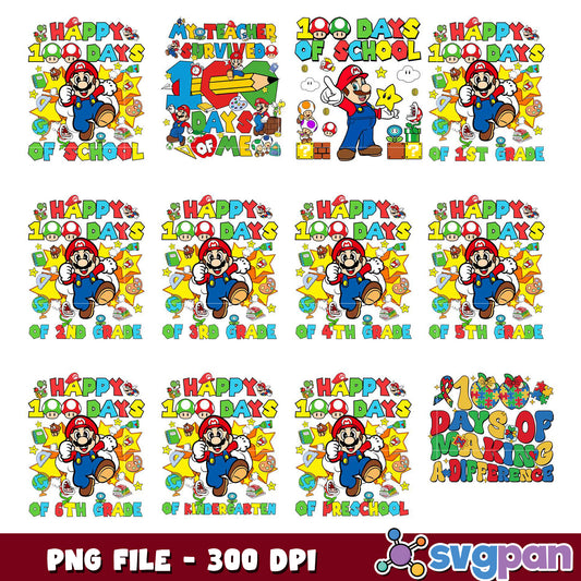 Happy 100 Days of School PNG Bundle Graphics