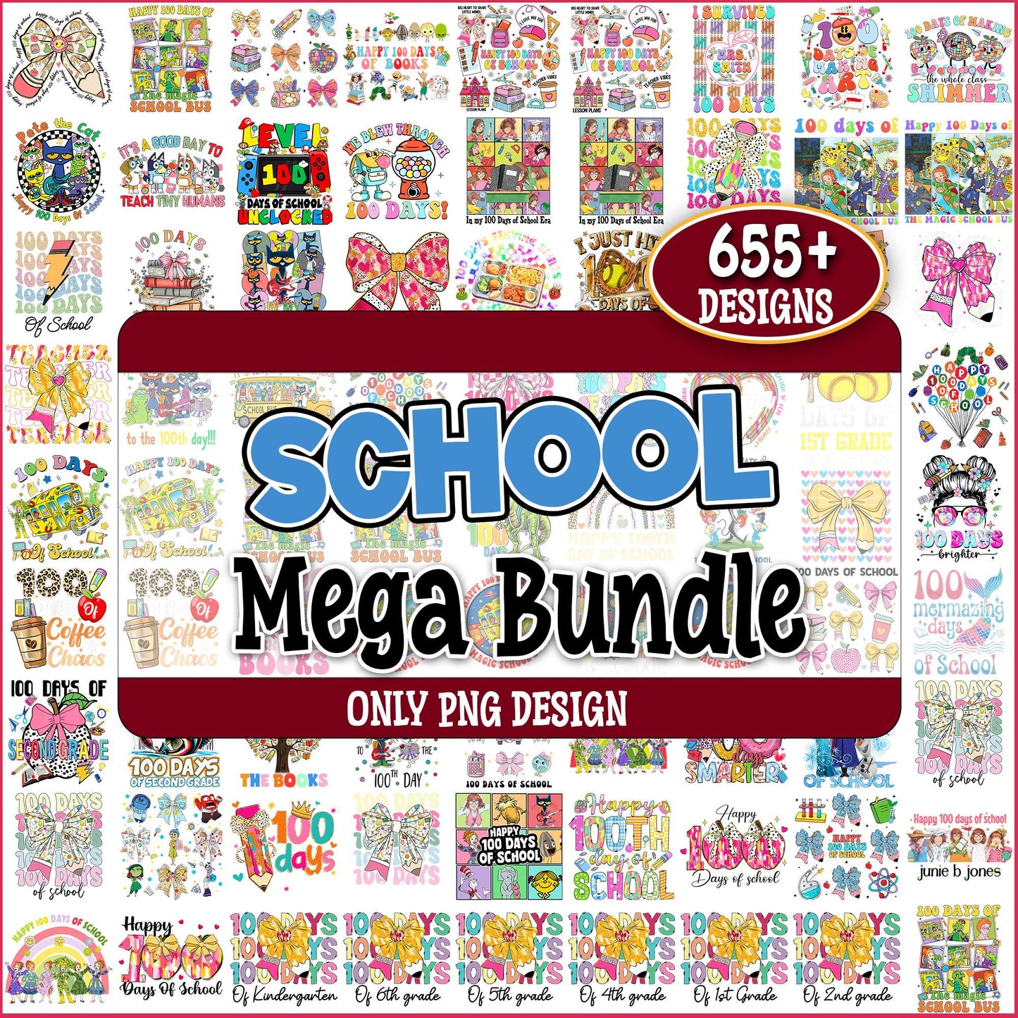 Happy 100 day of school png bundle